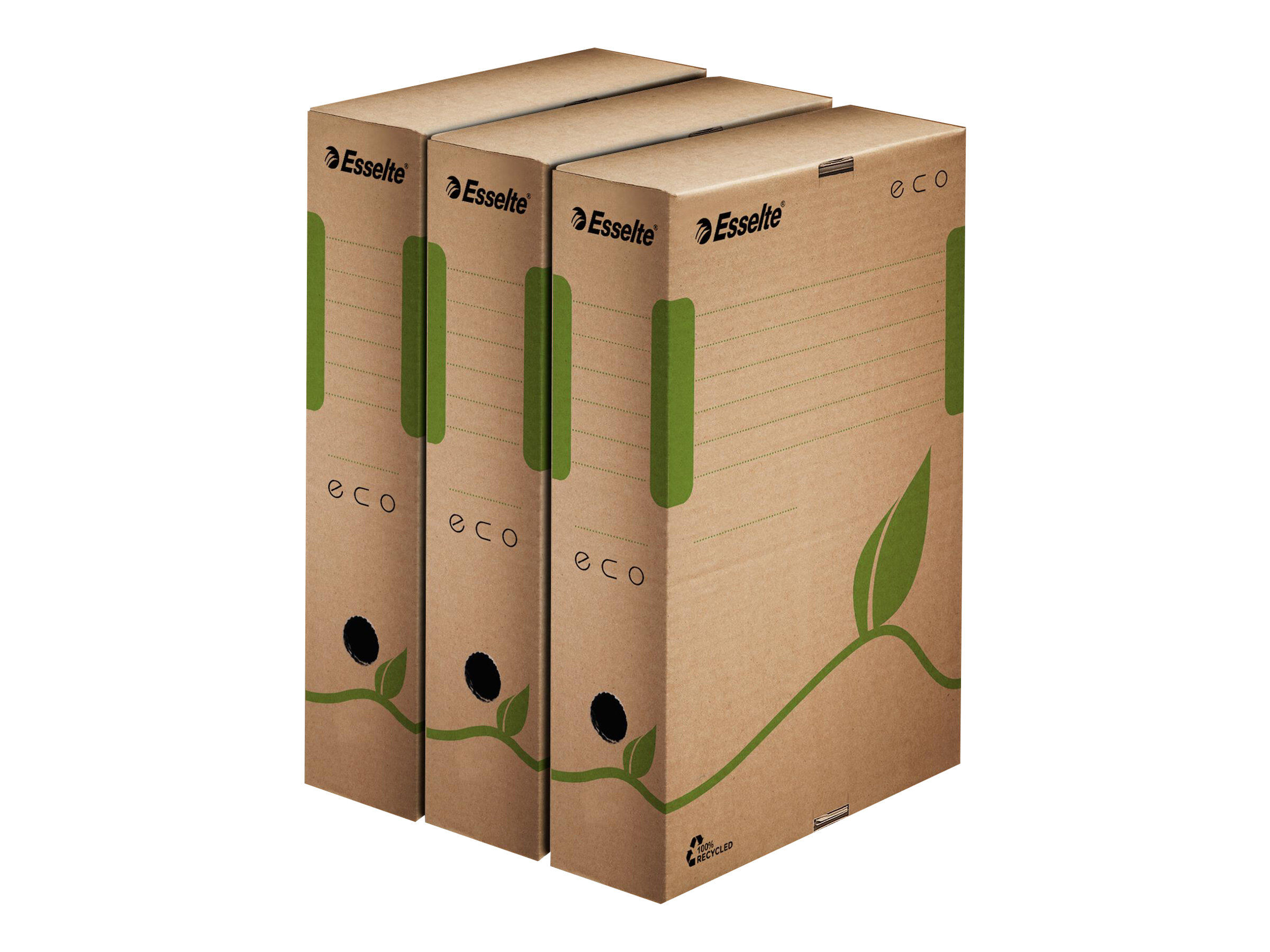 Esselte Eco 25 Boites Archives Dos 8 Cm Marron 100 Recycle Pas Cher Bureau Vallee