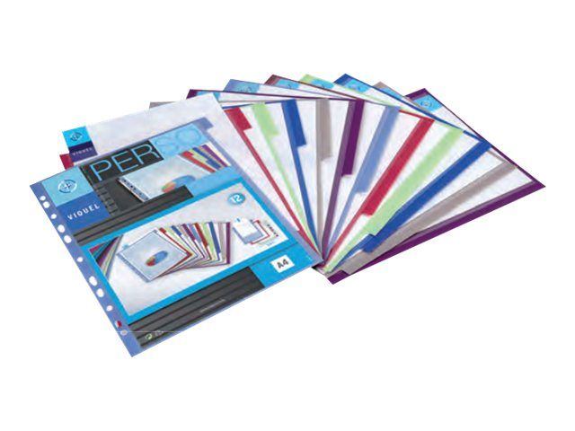 viquel pochette intercalaire 12 positions a4 maxi polypropylene