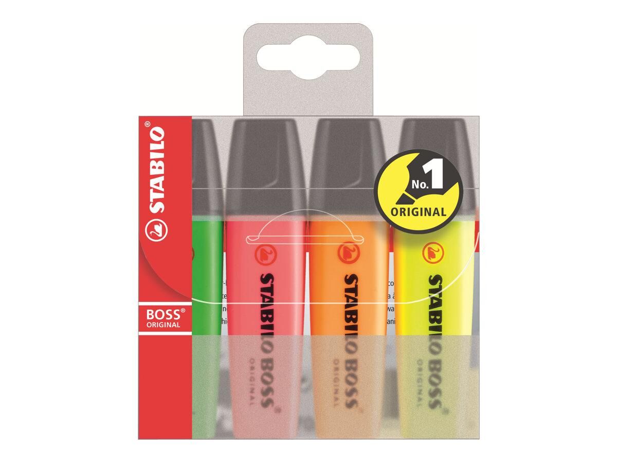 Etui 4 surligneurs STABILO BOSS SPLASH Coloris assortis Surligneur