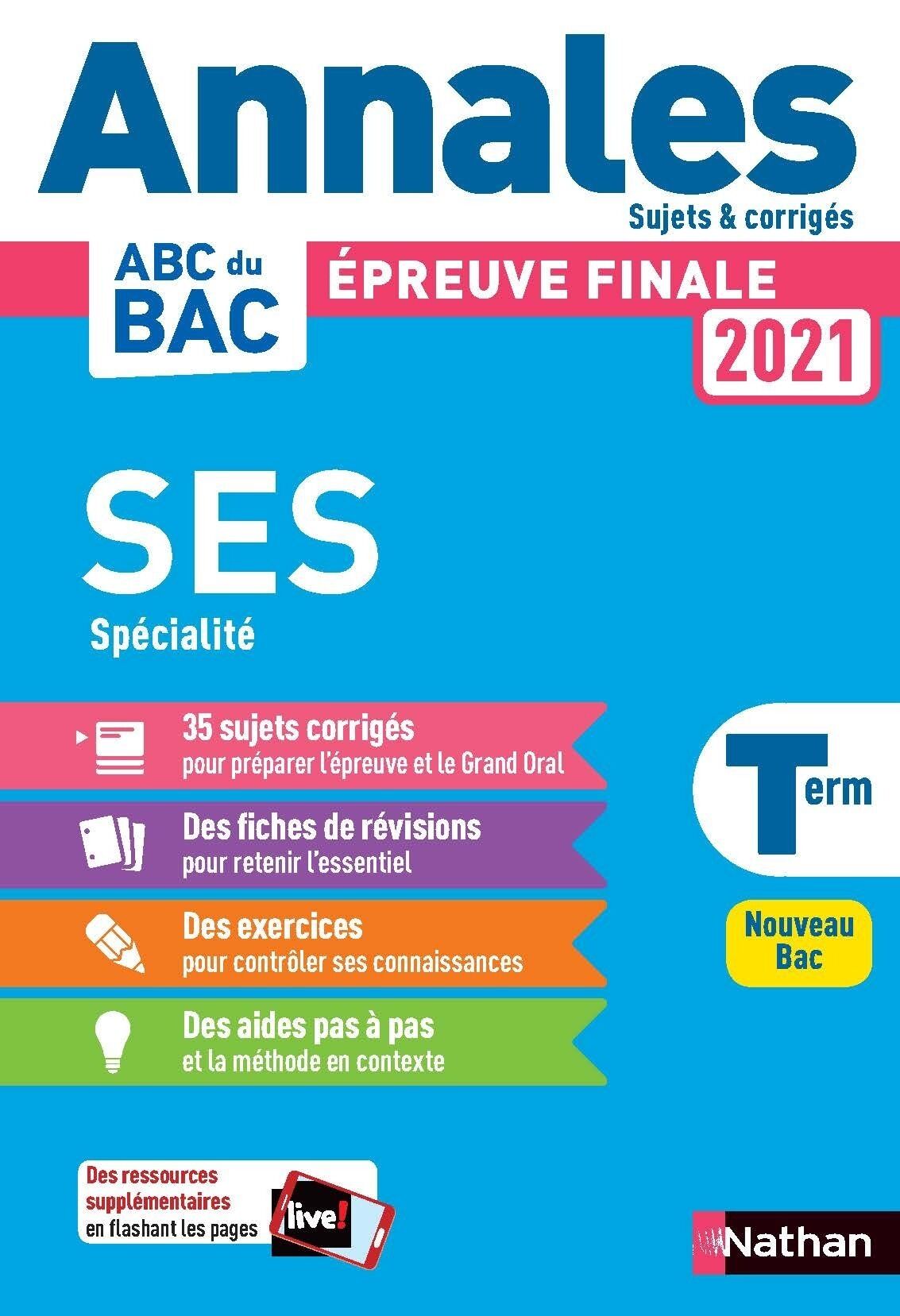 Annales Bac 2021 Sciences Economiques Et Sociales Terminale Corrige Pas Cher Bureau Vallee