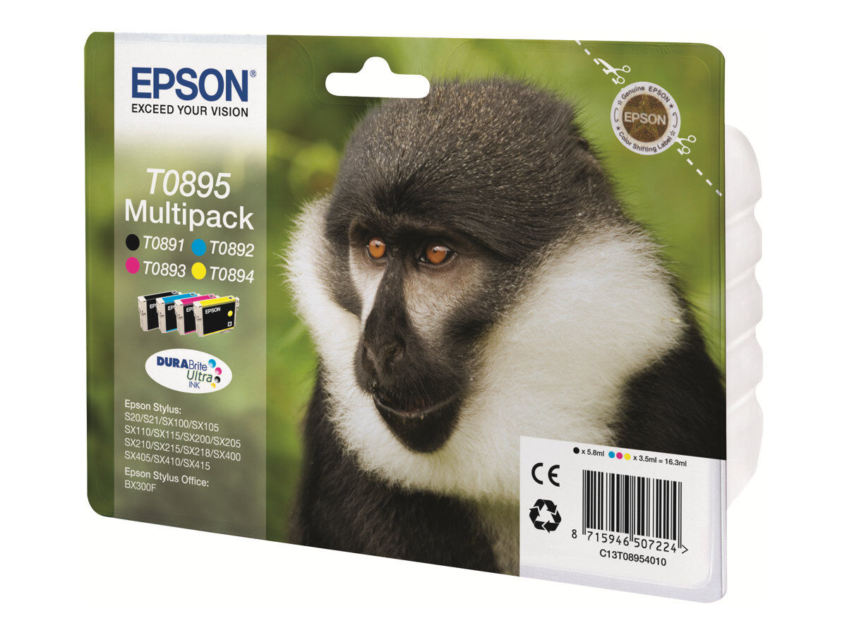 epson t0895 singe pack de 4 noir cyan magenta jaune cartouche d encre originale