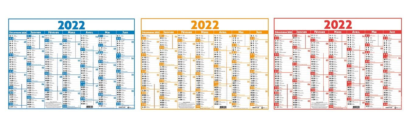 Oberthur Calendrier 2023 Oberthur Classique - Calendrier 7 Mois Par Face - 33,5 X 43 Cm - Disponible  Dans Différentes Couleurs