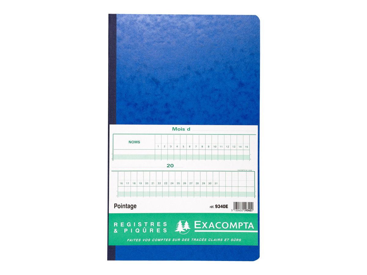 Exacompta - Registre de pointage - 40 x 24 cm - 80 pages Pas ...