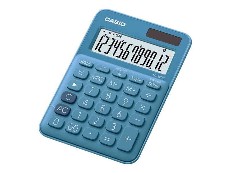 Calculatrice De Bureau Casio Ms uc 12 Chiffres Alimentation Batterie Et Solaire Bleu