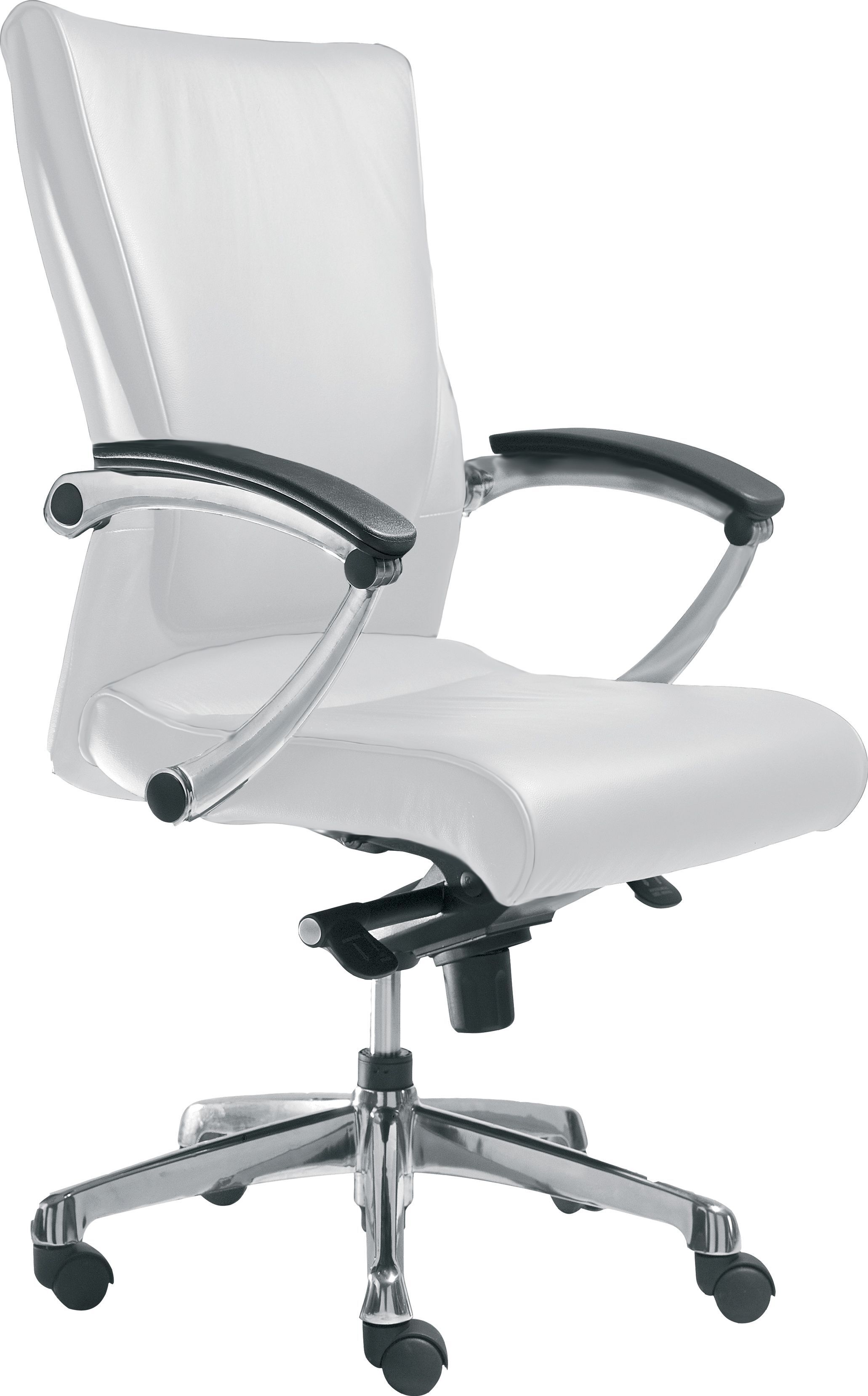 Fauteuil De Bureau Ergonomique George En Cuir Accoudoirs Fixes Blanc