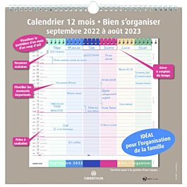 Calendrier 2023 30x30 Calendrier Bien S'organiser - 30 X 30 Cm - Oberthur Pas Cher | Bureau Vallée