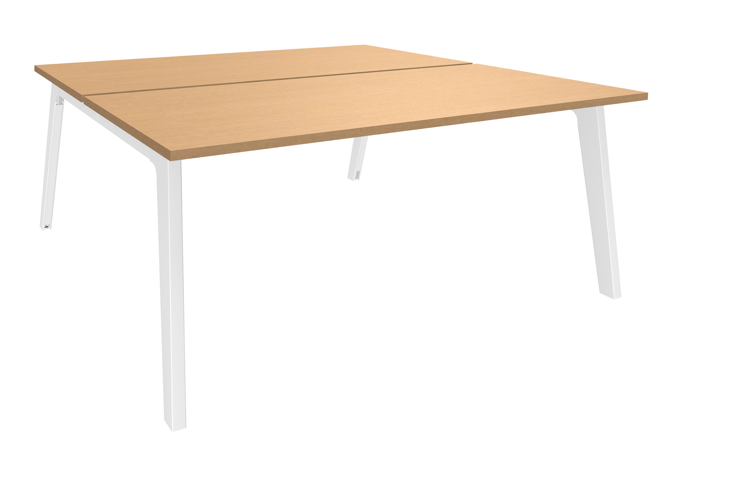 Bureau Double Steely L140 Cm Double Face Depart Pieds Blanc Plateau Imitation Hetre Pas Cher Bureau Vallee